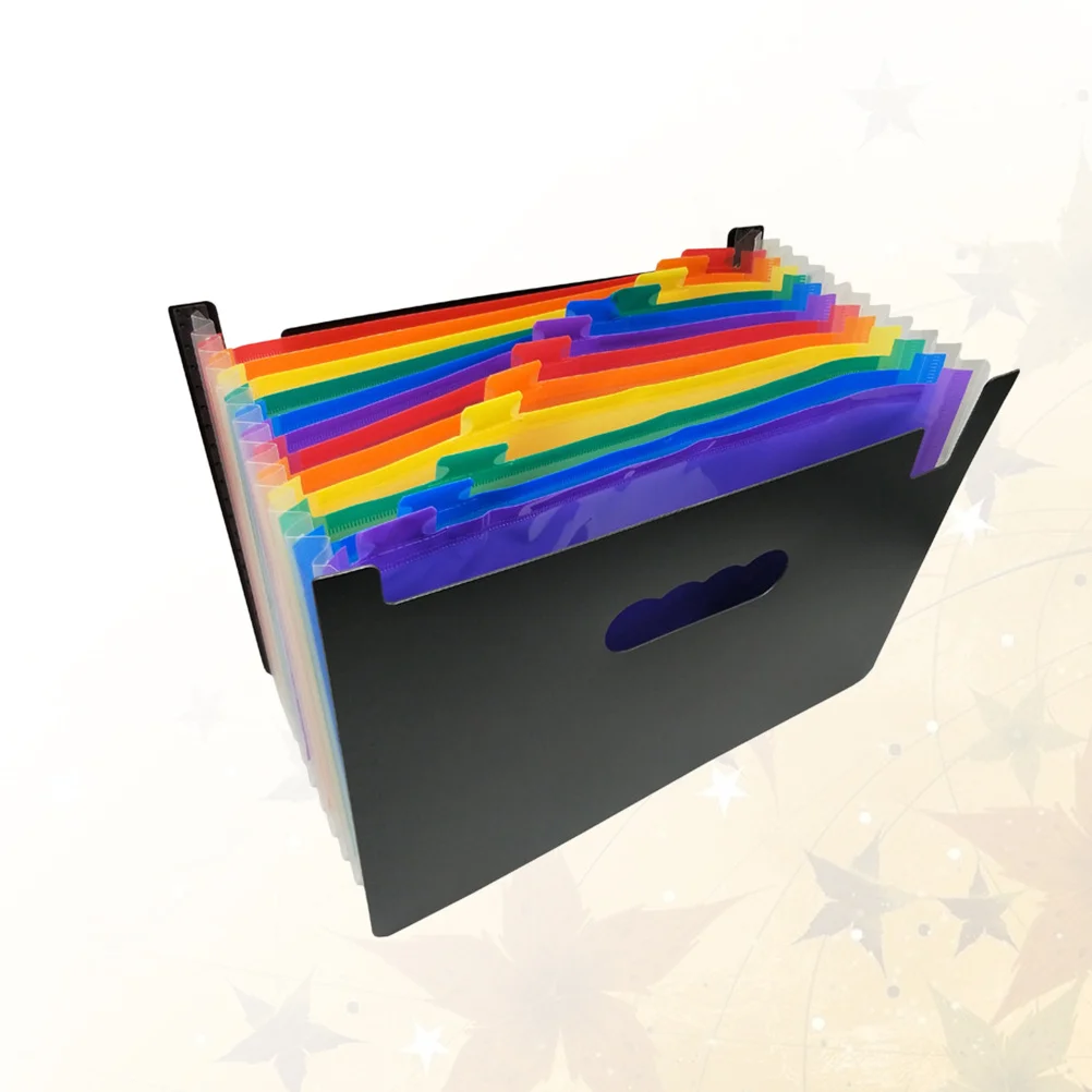 

A4 Plastic Expanding File Folder Rainbow Pattern Snap Closure Accordion Documents Holder File Organizer For Office