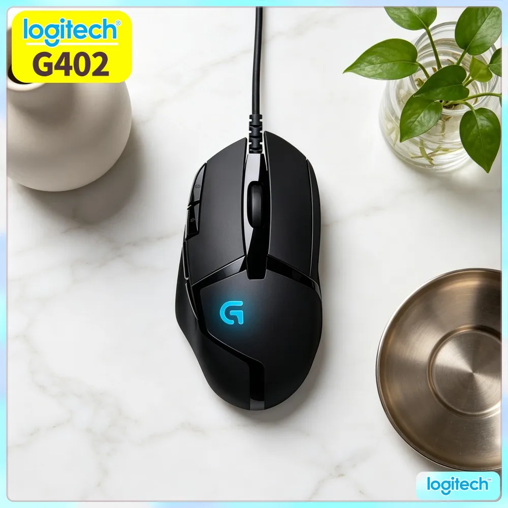 Logitech G402 Hyperion Fury USB Gaming Mouse Four Adjustable DPI Presets 1Ms Fast Response For Home PC Entertainment Rig