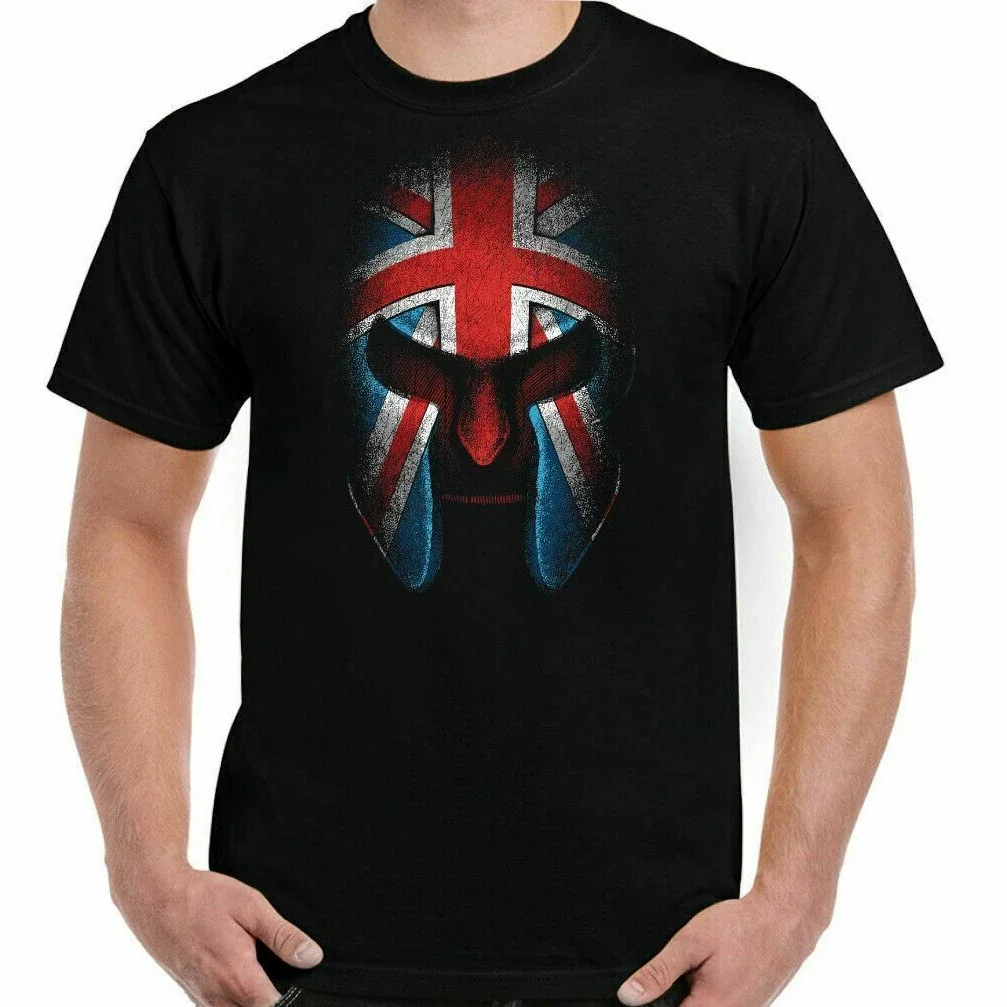 Union Jack Flag Spartan Helmet MMA Gym Fitness Training T Shirt New 100% Cotton Short Sleeve O-Neck T-shirt Casual Mens Top