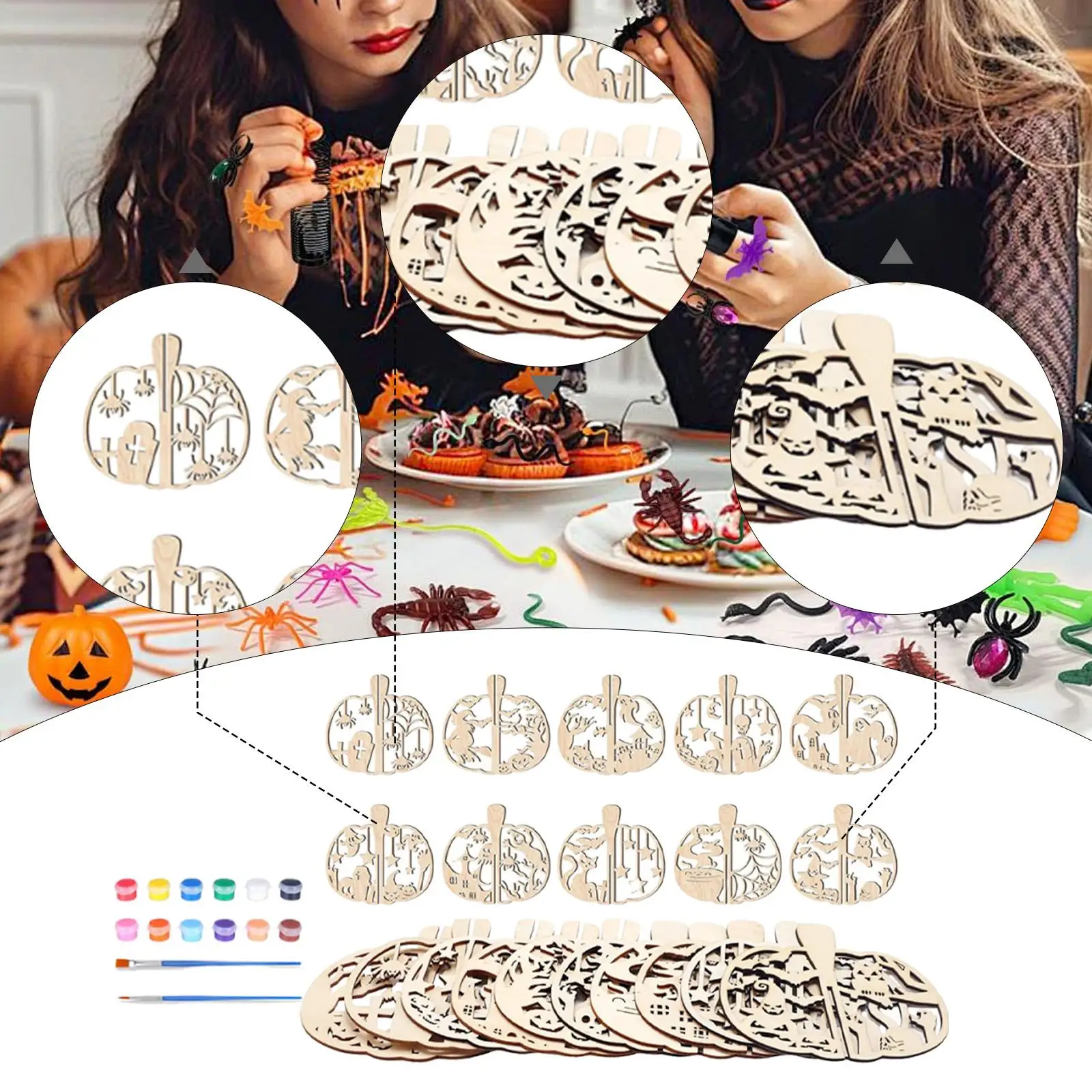 

20Pcs Wooden Pumpkin Cutouts for Kids Adults Unfinished Slices Blank Cutouts Halloween Decor for Game Classroom Gifts Party Home