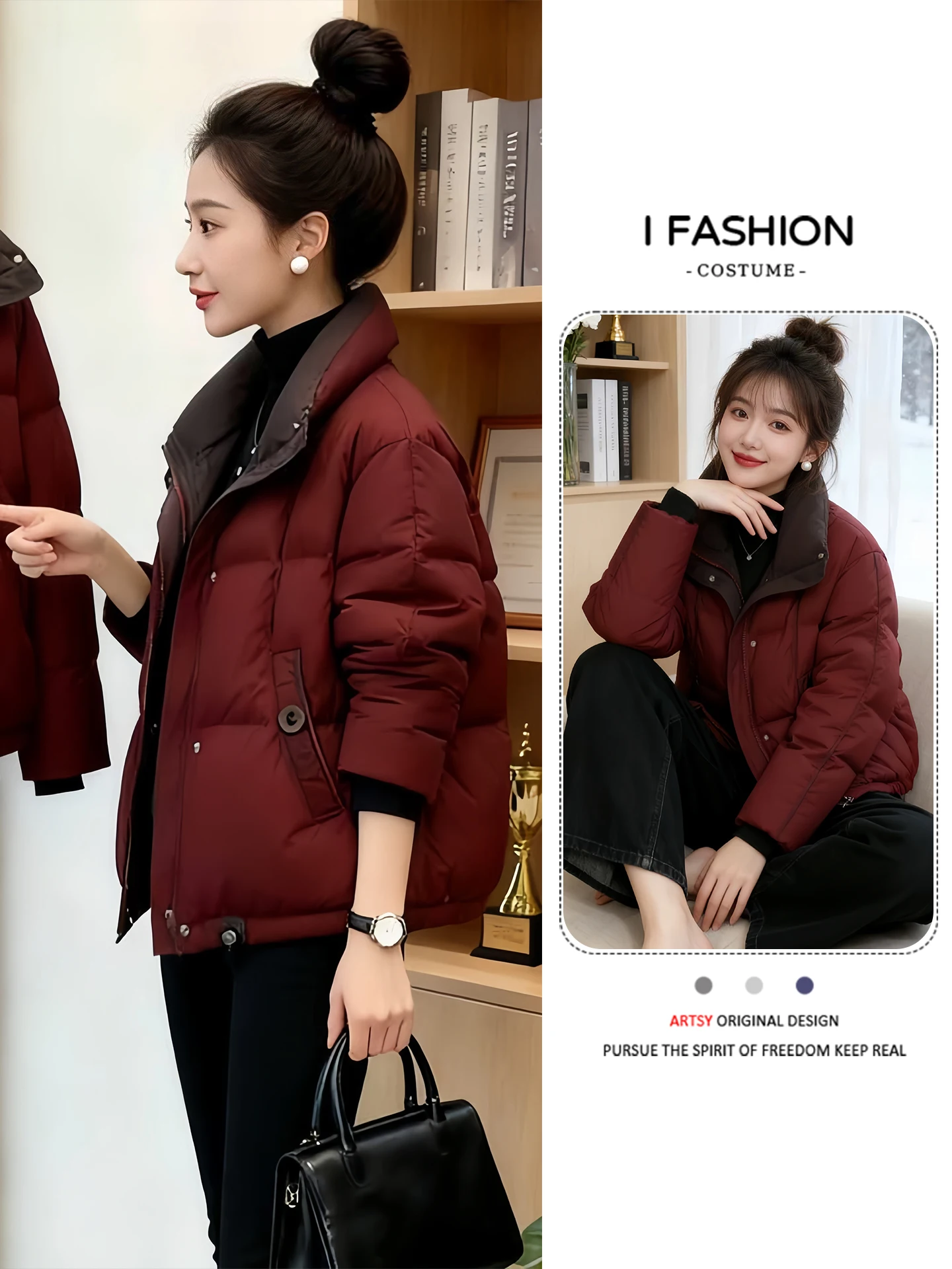 Abrigo de algodón esponjoso con relleno de ort para mujer, abrigo de invierno nuevo Sle Lazy Faion Fce forrado coreano Sle Commute