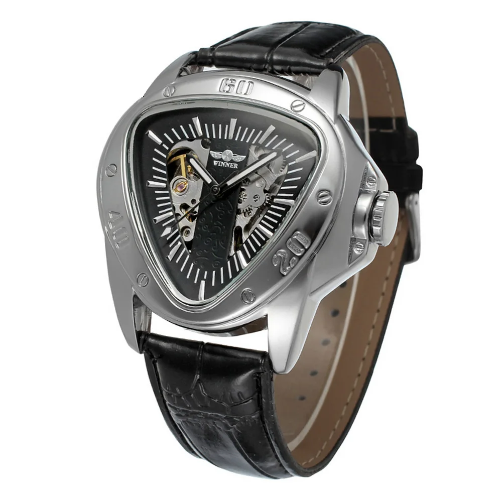 

1Pcs Black Silver Men's Automatic Mechanical Wrist Watch with Stainless Steel Band for Comfortable Wear
