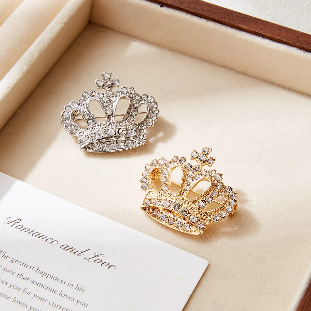 أزياء حجر الراين تاج دبابيس للنساء الذهب اللون شارة دبابيس الملابس حقيبة مجوهرات اكسسوارات