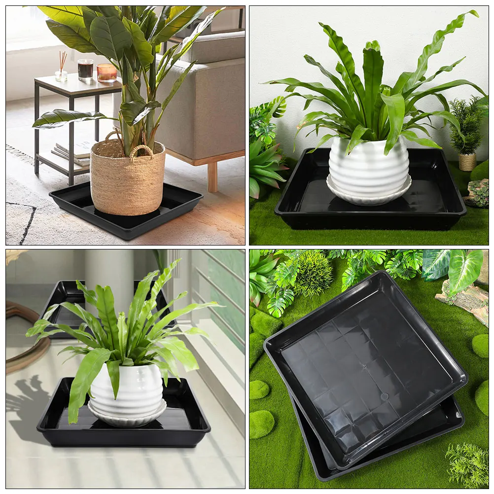 

2pcs Flower Pot Tray Plastic Rectangular Saucers For Plants Drip Trays Large Drainage Tray Indoor Outdoor Garden Planter Water