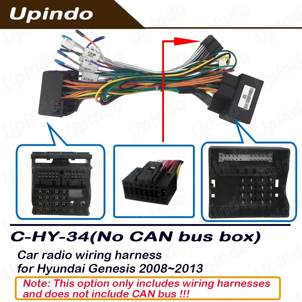 For Hyundai Genesis 2008-2013 CAN-Bus Radio Adapter & Wiring Harness Car Stereo Power Connector Socket for Media Player