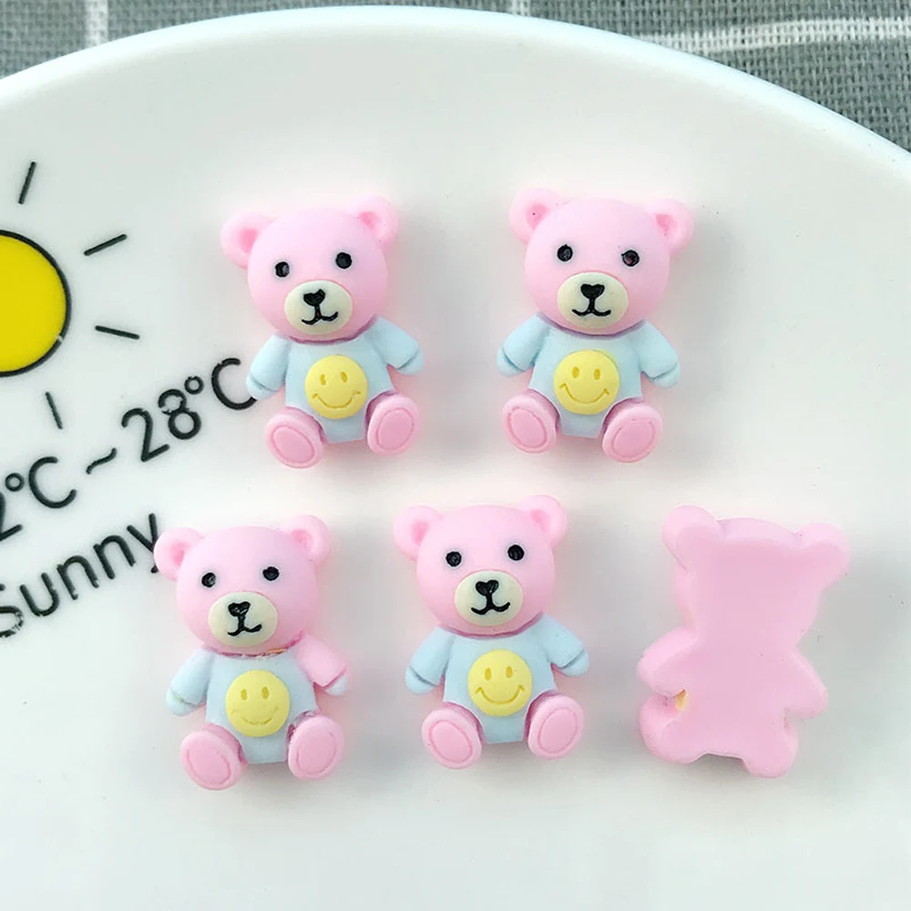 

10pcs/lot 3D Kawaii Resin Bear Nail Art Charms Cute Flatback Design Accessories Smile Summer Press On Nails Decorations Jewelry