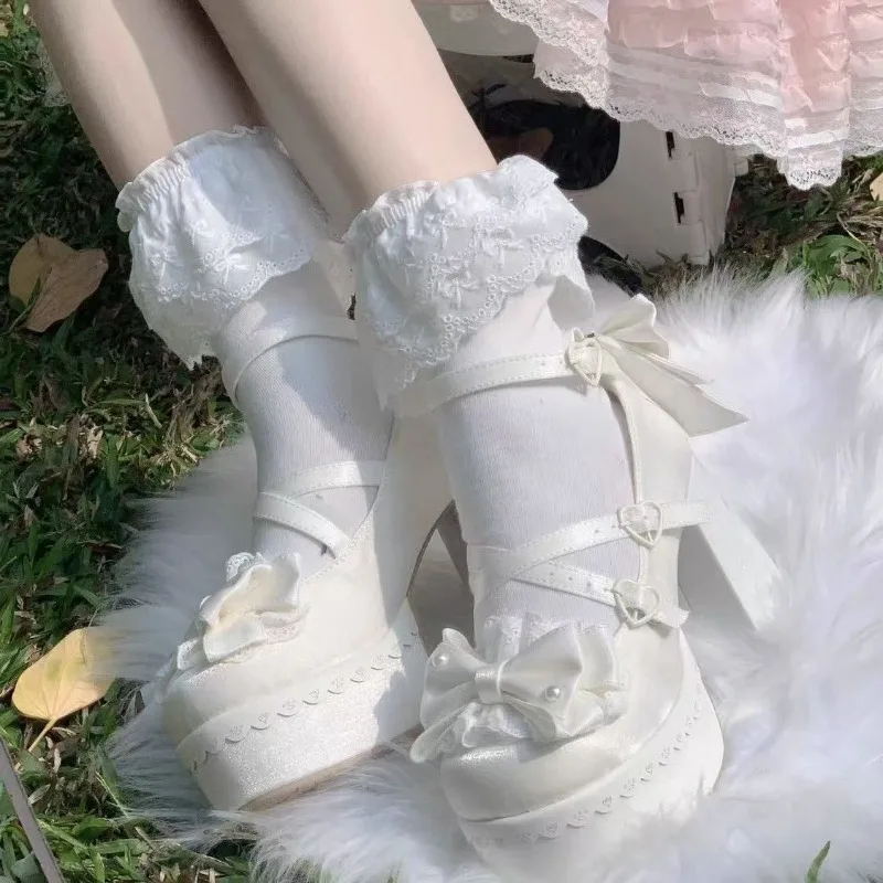 

Женские туфли-лодочки в стиле Лолиты, элегантные туфли на высоком каблуке с шелковой вышивкой, туфли на одинарном каблуке во французском стиле, женские туфли Мэри Джейн на платформе, Zapatos Mujer