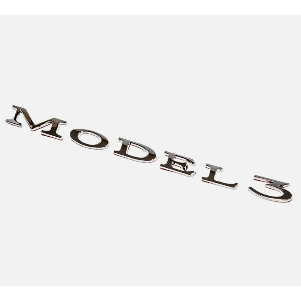 

3D Chrome Letter Badge Emblem Self-Adhesive Car Rear Trunk Logo Sticker for Tesla Model 3 Model S Auto Exterior Decoration