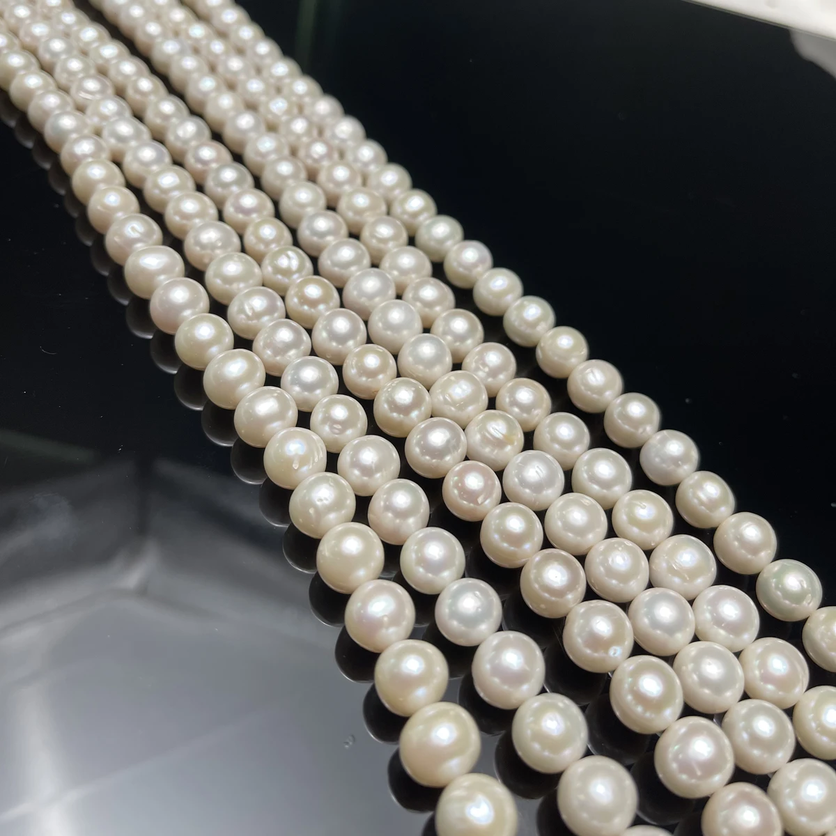 5A 11-12mm Real High Quality Round Natural Freshwater Pearl Beads for Jewelry Making DIY Women Necklace Bracelet Accessory 40cm