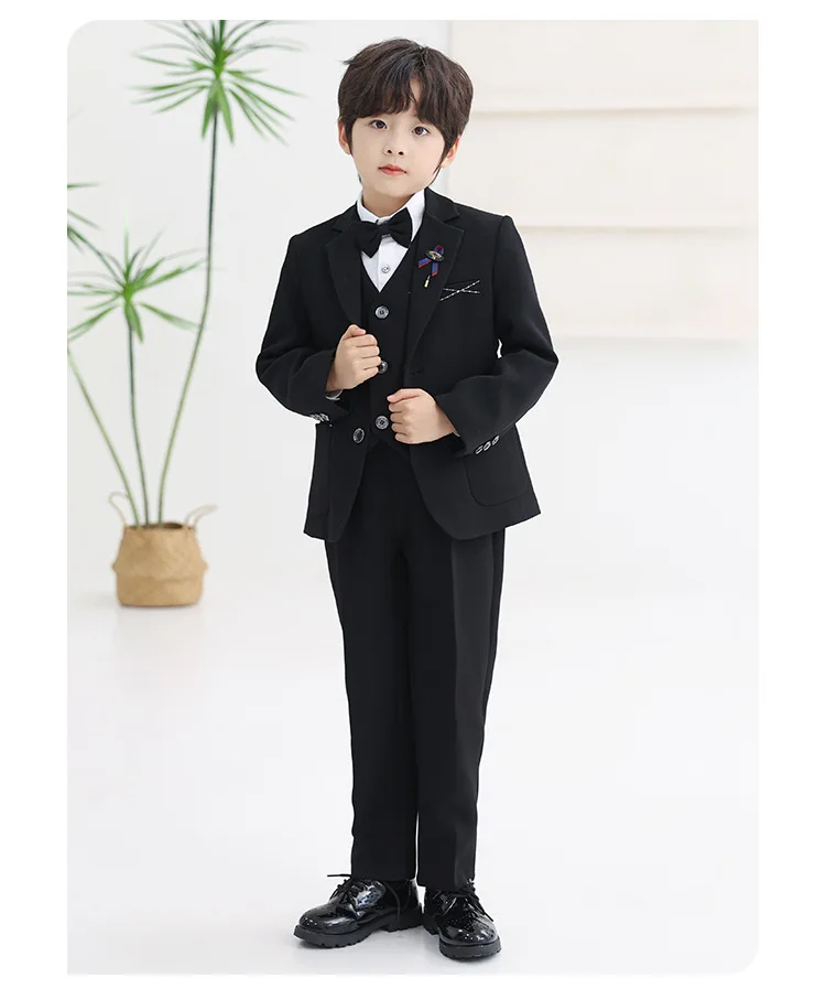 Anzug-Set für Jungen, Kinder-Blazer-Outfit, Blumenjungen-Hochzeitsanzug, Kostüm für Klavierauftritte bei Geburtstagsfeiern und formellen Anlässen – Detail 11
