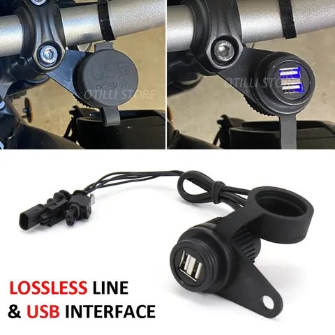 오토바이 더블 USB 충전기 어댑터 소켓 컨버터, BMW R1200GS R1250GS LC ADV K1600GT GTL S1000XR R NineT R9T 용 12V DV
