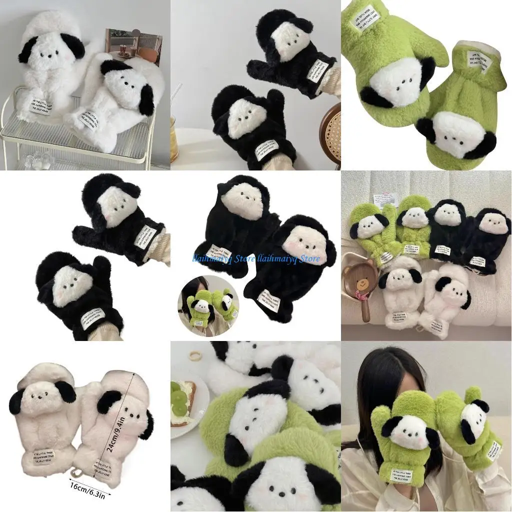 573B النساء القفازات الكرتون جرو أفخم القفازات الشتاء الدافئة التزلج قفازات للمراهقين سيدة العالمي رشاقته اصطف تدفئة اليد