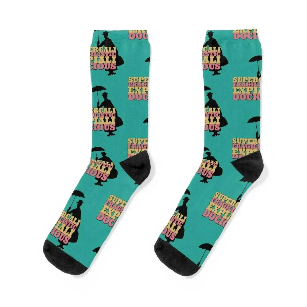 supercalifragilisticexpialidocious Mary Poppins Socks snow football crazy cartoon Men's Socks Women's