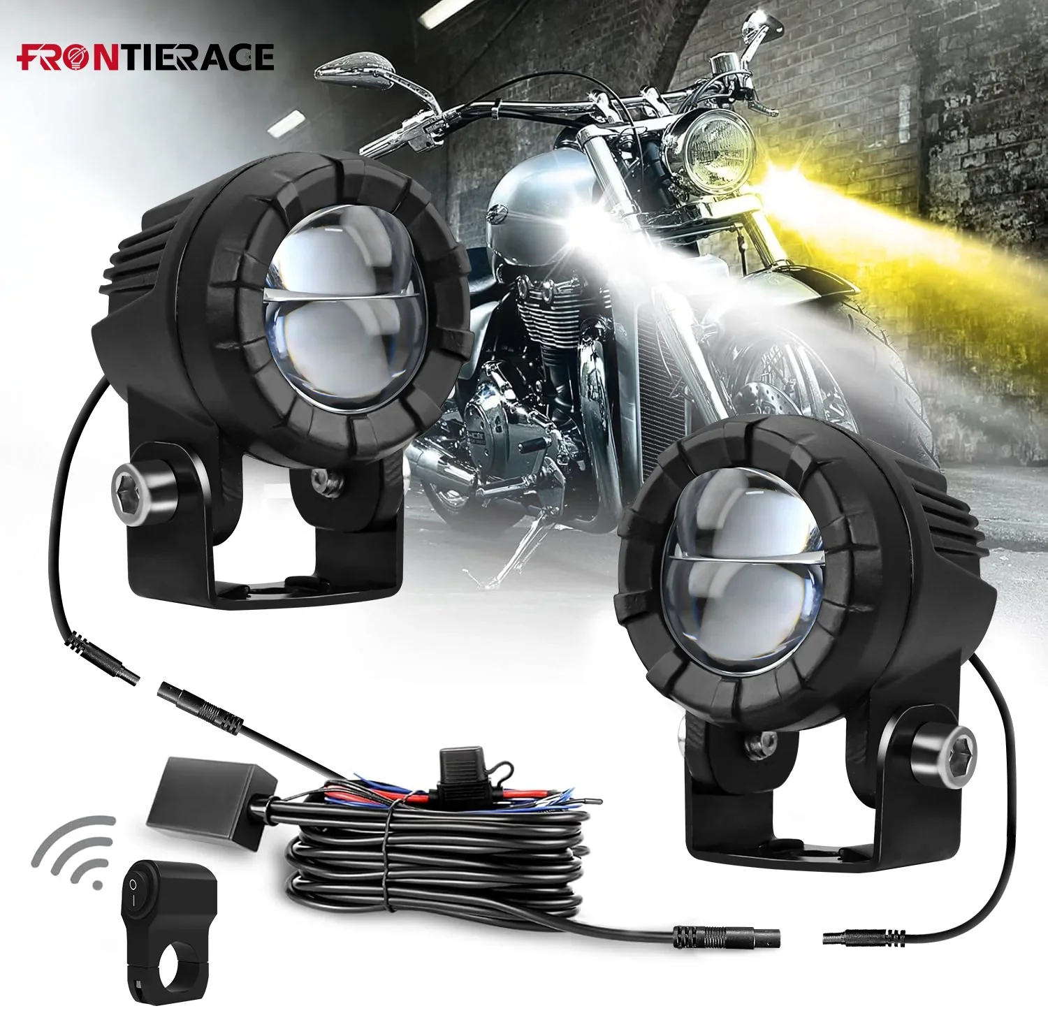 

Lighthouse Motorcycle Headlights Fog Lamps Wiring Harness Set 3000k/4500k/6000k 140W 6000K for ATV Truck Dirt Bike SUV UTV