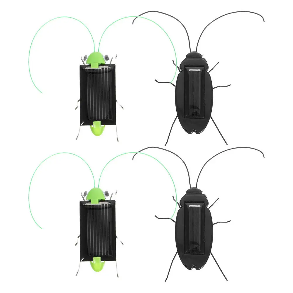 

4Pcs Solar Powered Insect Props Realistic Plastic Grasshopper Cockroach Crawling Simulation for Solar Energy Learning Classroom