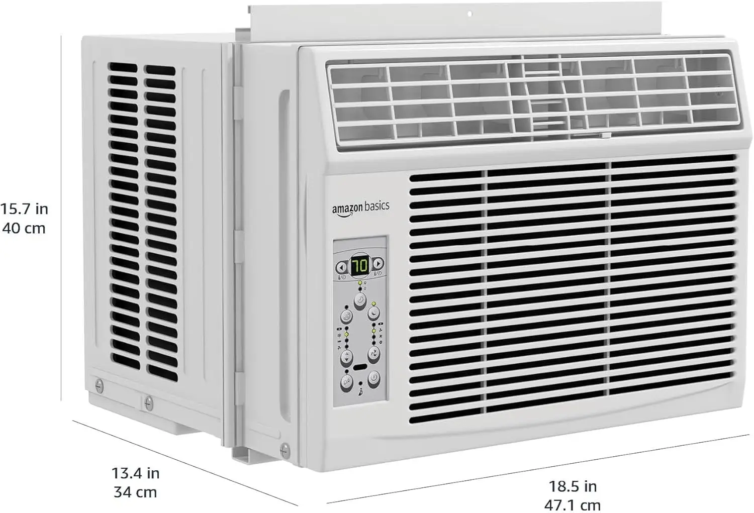 مكيف هواء نافذة أساسيات، 6000 وحدة حرارية بريطانية، يبرد حتى 250 قدم مربع. قدم، وحدة تيار متردد بيضاء، جهاز تحكم عن بعد