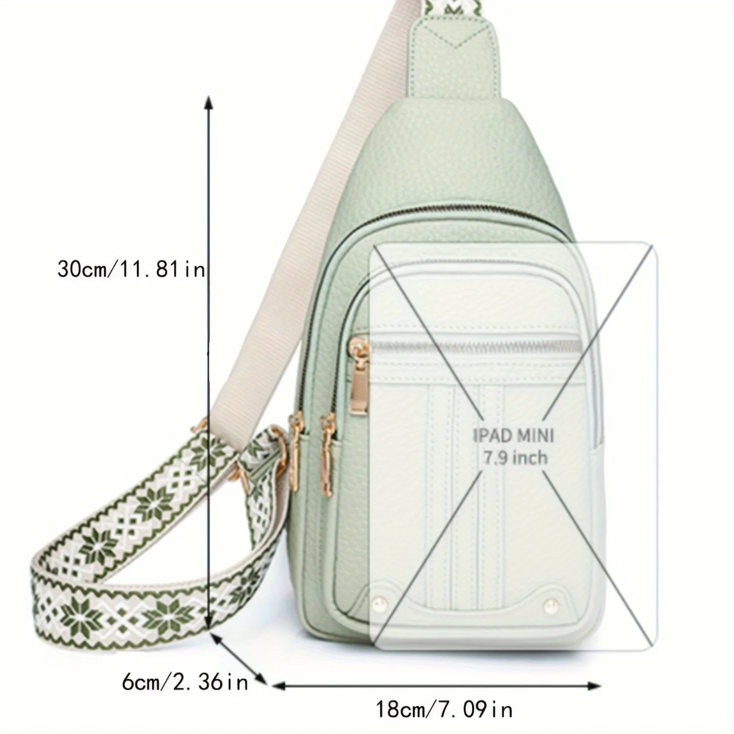 Multi-functional Sporty Chest Bag, PU Leather Fashion Shoulder Bag, Flower Pattern Strap Leisure Crossbody Bag