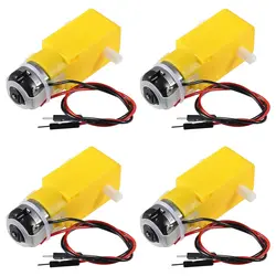 4pcs TT Motor DC 3-6V Gearbox Motor 200RPM Ratio 1:48 Shaft Motor with 2.54mm Wire for DIY Smart Car Robot