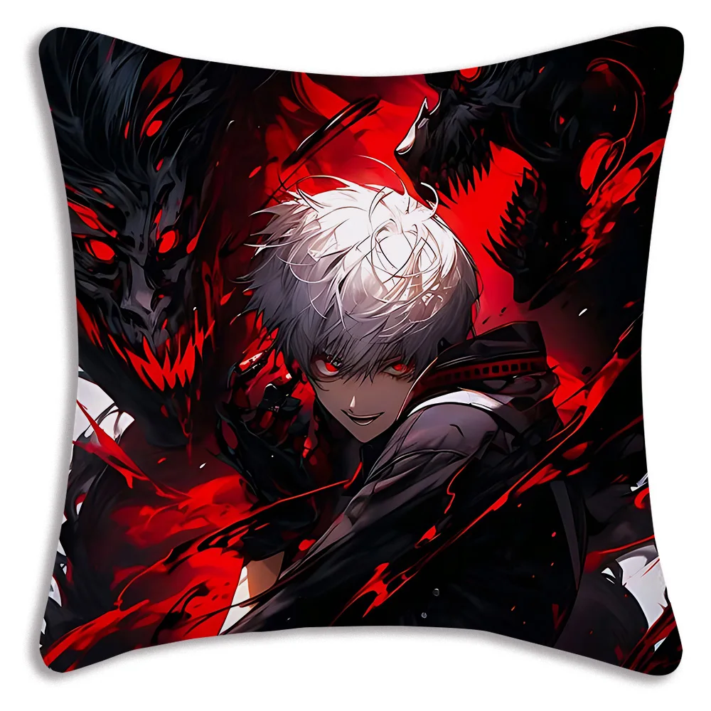 Pillow Covers T-TokyoS G-Ghoul Cartoon Sofa Decorative Home Double-sided Printing Short Plush Cute Cushion Cover