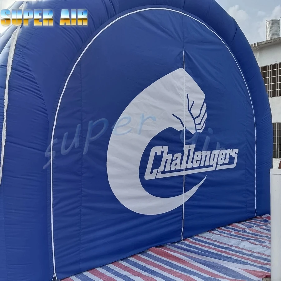 New style custom blue outdoor inflatable tunnle tent with door curtain for events