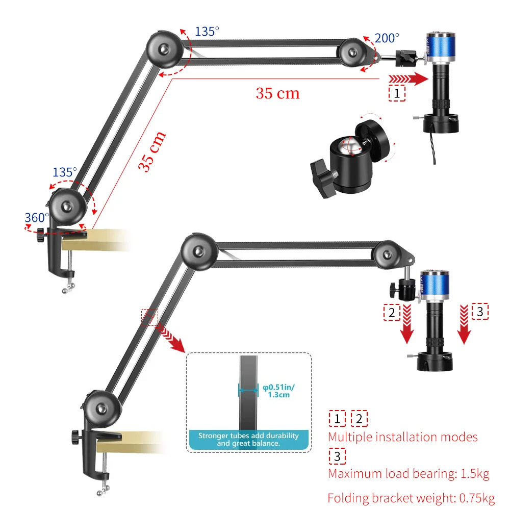 ZONGMAI 4K full HD Industrial microscope C-Mount Digital Camera PCB welding mobile phone repair enhanced stand microscope