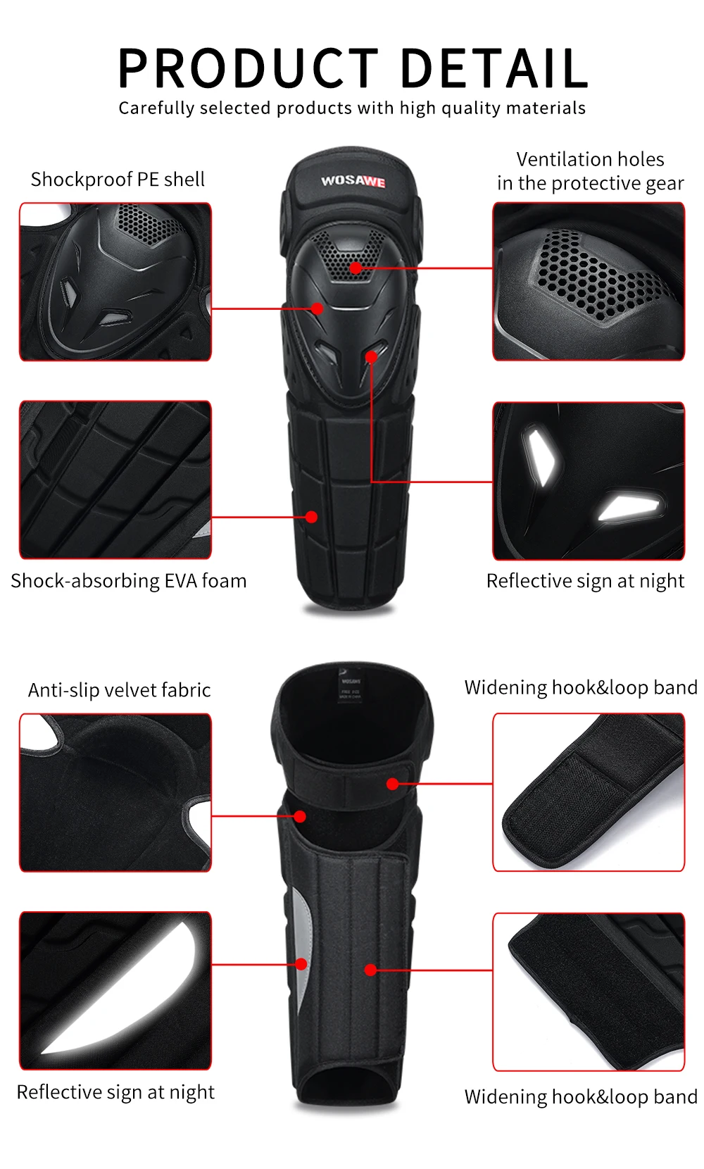 WOSAWE Thickened Warm Anti-shock Anti-fall Knee Pad Universal Motorcycle Protective Kneepad For Men And Women Leg Armor Knee