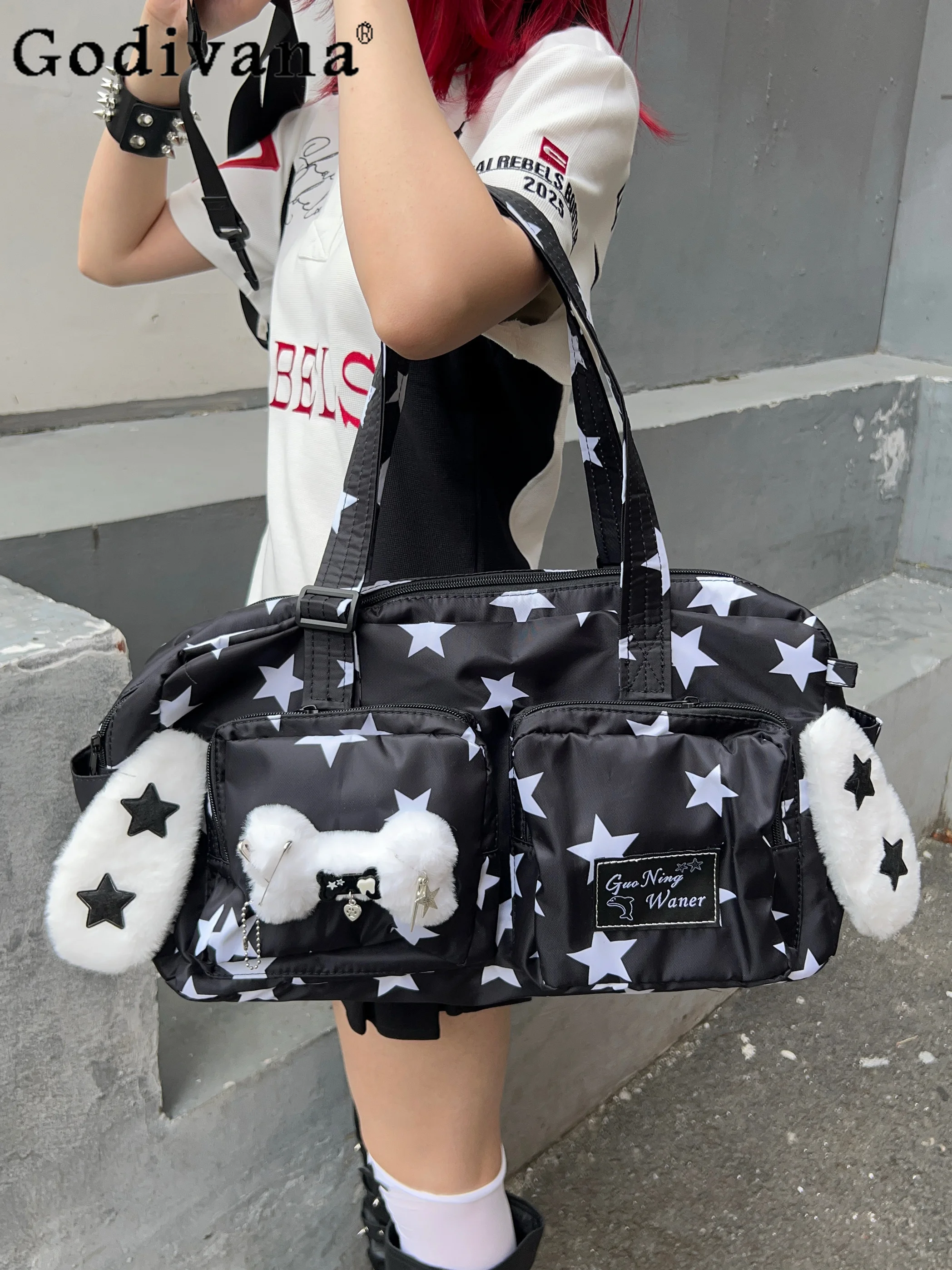 

Y2K Subculture Japanese Original Large Capacity Sports Casual Tote Bag Sweet Cool Hot Girl Cartoon Daily Commute Shoulder Bag