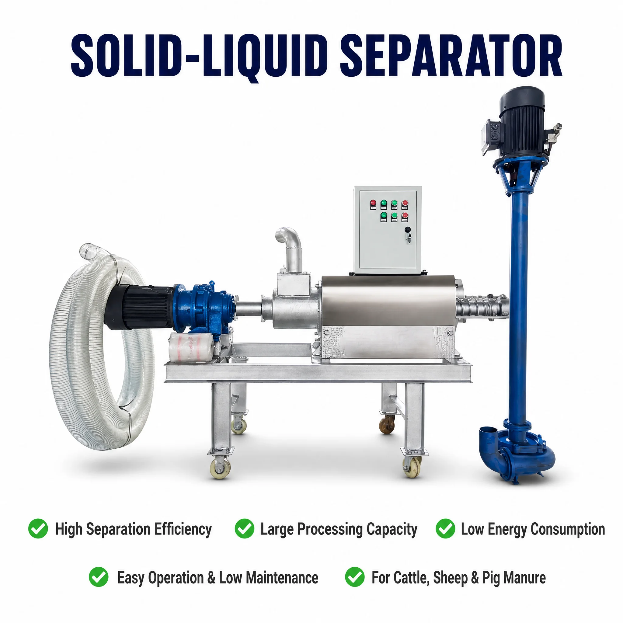Manure Dryer For Farm Use Solid Liquid Separator With Capacity Of 10-12m3/h