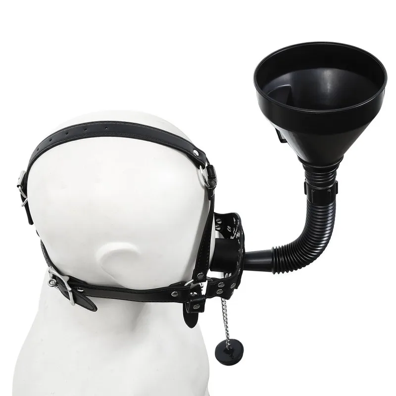 SM Slave Harness Urinal Funnel Oral Enema Drool Mouth Plug Open Gag BDSM Penalty Mask Flirting Fetish Adults Erotic Games Gear view 2