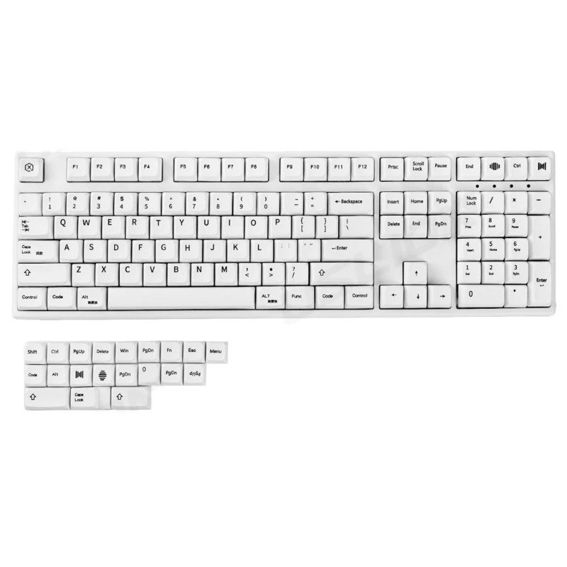 135PCS White Keycaps XDA Height PBT Sublimations Keycap Set