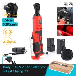 12V/18V Cordless Electric Screwdriver Wrench 3/8 Inch Right Angle Ratchet Wrench Impact Drill Removal Screw Nut Car Repair Tool