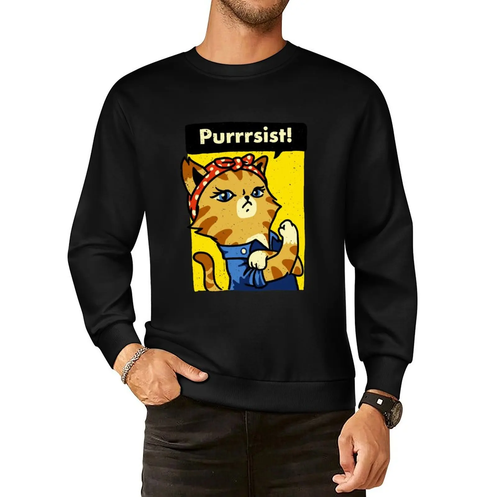 

Purrrsist! Pullover Hoodie clothes for men anime clothes oversize sweatshirt