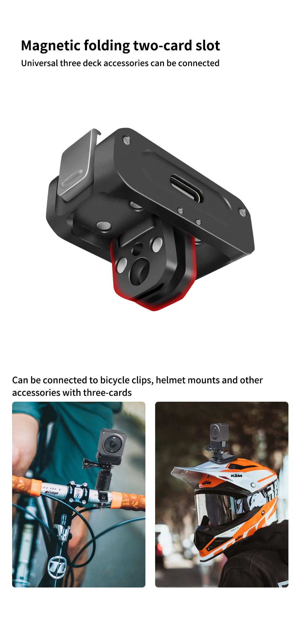 Schnellverschluss-Magnetfuß für Osmo 360 Action 5pro 4, Ladeanschluss, Stativhalterung, 1/4 ARRI-Schraube, Helmhalterung, Kamerahalterung – Detail 9