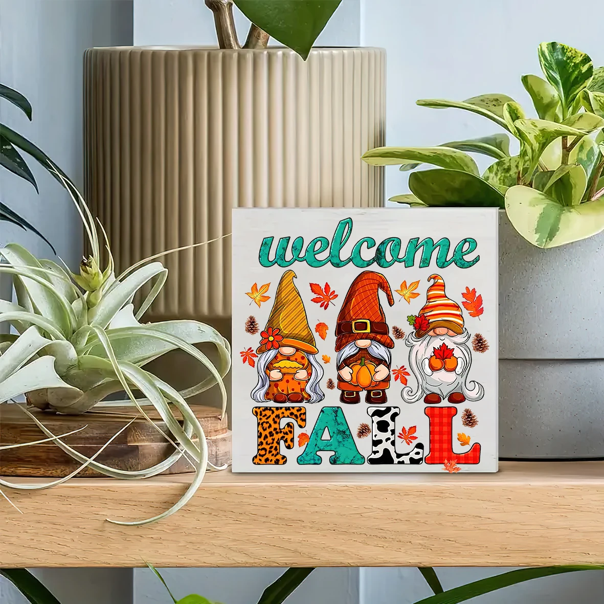 ديكور ساحر من خشب مابل ليف جنوم - مثالي لموسم الخريف وعيد الشكر والحصاد - مثالي للمنزل والمكتب وعرض الرف