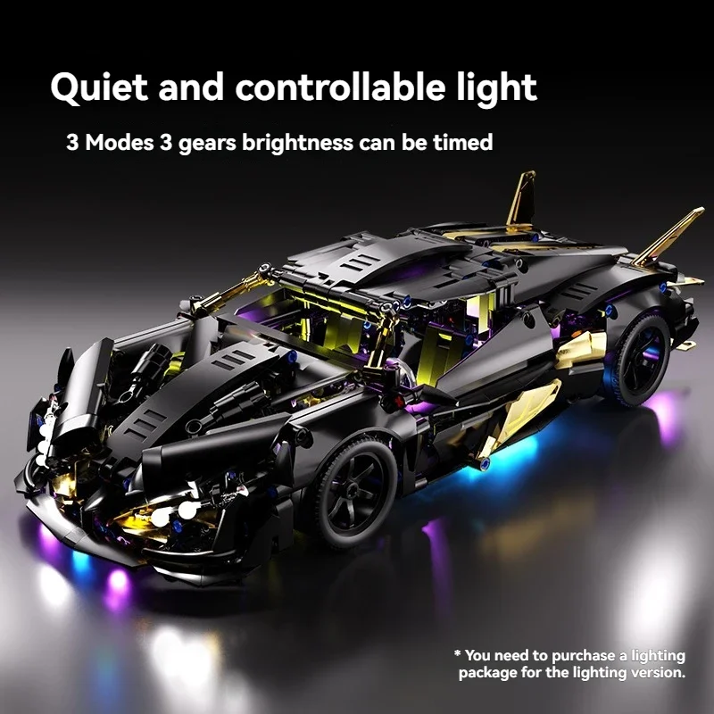 DIY Supercar Model Kit 1000pcs Black Apollo Building Blocks Creative Technical MOC Assembly Bricks Desk Decor Adults Kids Gift
