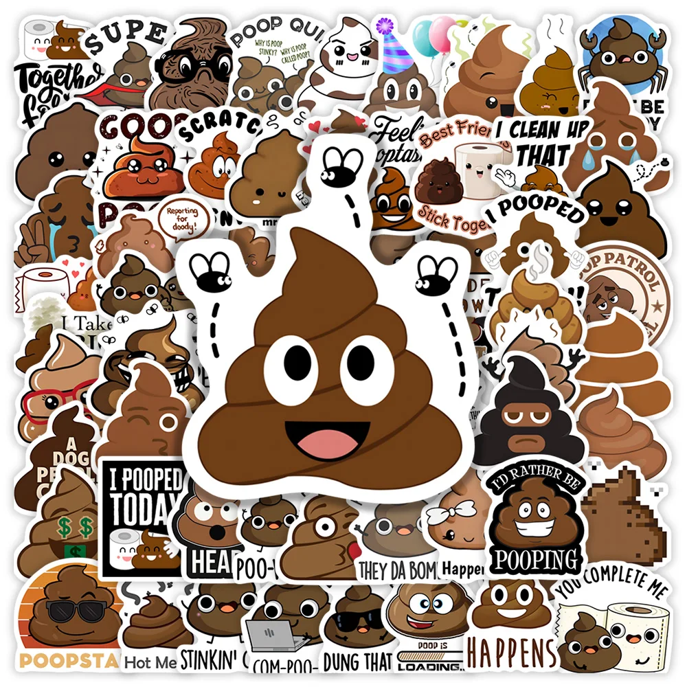 Funny Cartoon Poop Emoji Stickers Waterproof Vinyl Prank Gag Humor for DIY Journal Scrapbook Laptop Phone Bottle Luggage Decor