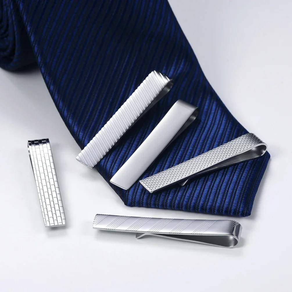 Tie Clip Sets for Man Flat Band Classic Design Multiple Metal Color Tieclip Set Business Men Jewelry Set Gift for Him