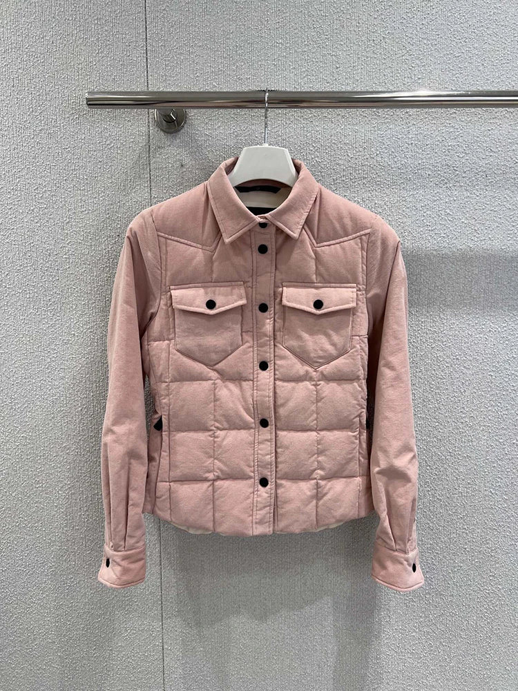 سترة شتوية بيضاء غير رسمية للنساء، سترة سميكة ذات صدر واحد فضفاضة