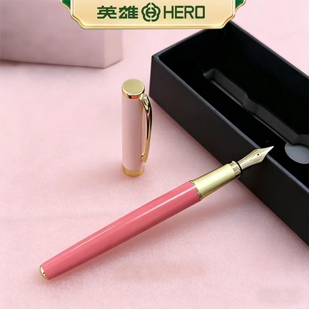HERO P108 Fountain Pen Set, 0.38/0.5mm Iridium Nib Smooth Writing, 7 Colors Available with Converter&Cartridge, Genuine Factory