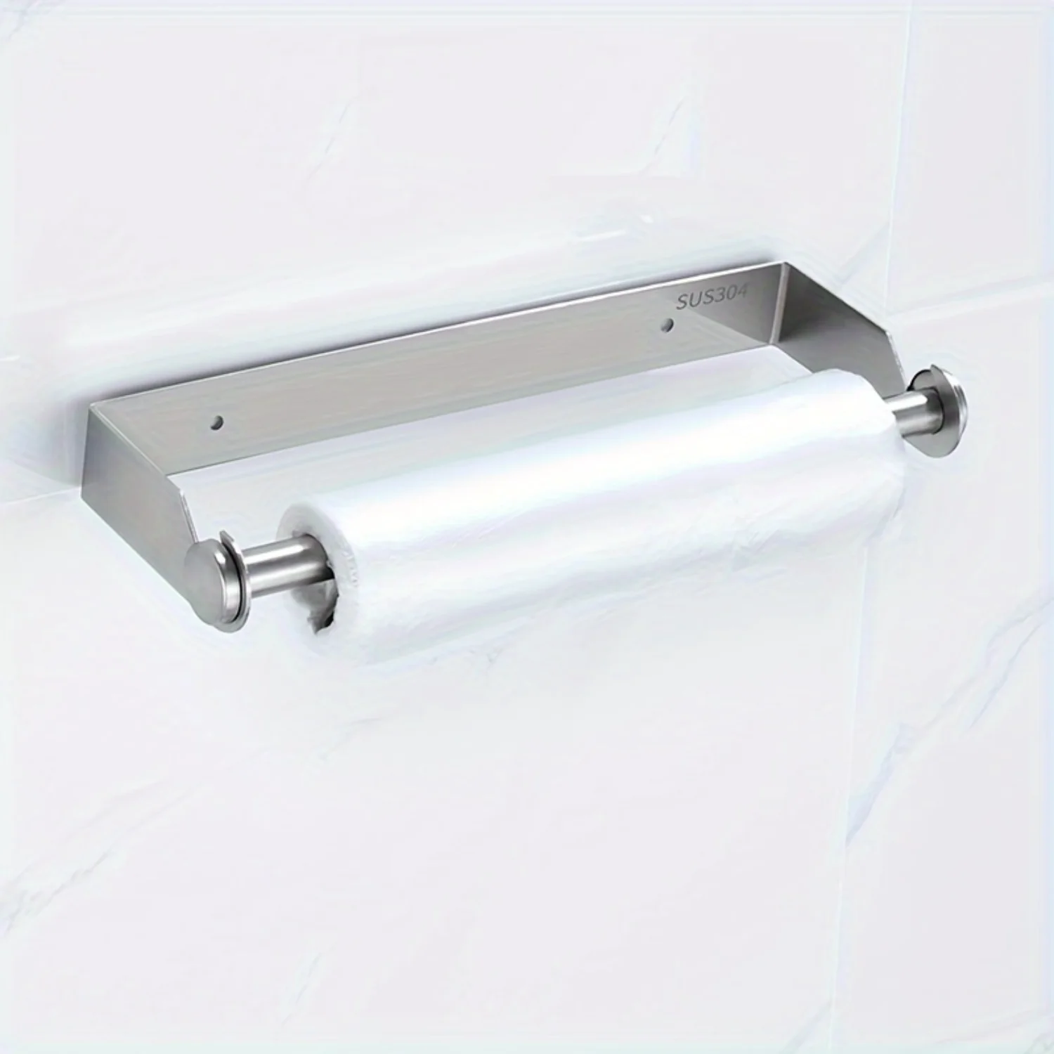 Stainless Steel Wall-Mounted Paper Towel Holder - Punch Installation, Brushed Finish For Kitchen & Bathroom