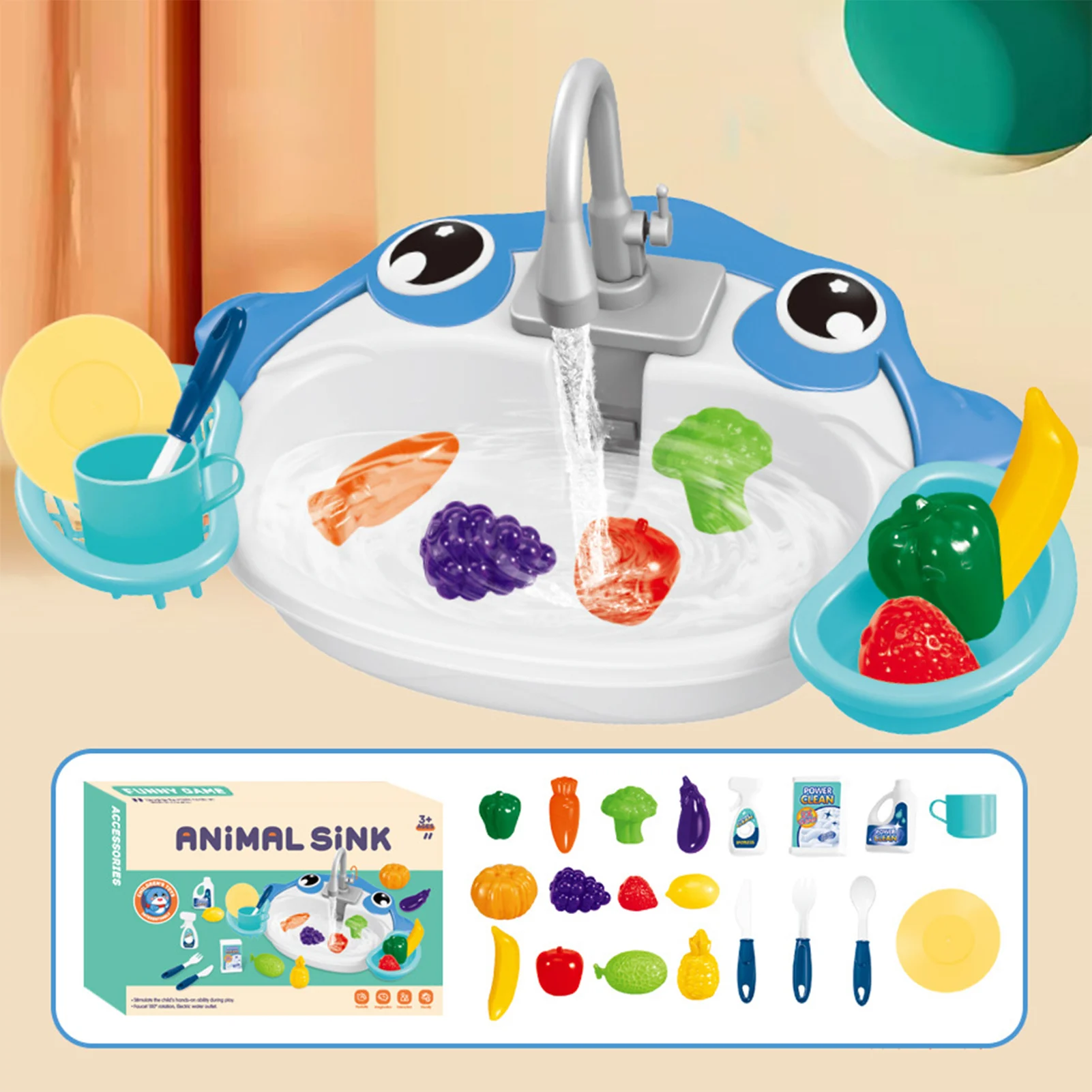 Kids Play House Kitchen Toys Set Funny Classic Simulation Vegetables Washing Toys Set for Children Interactive Toys Set