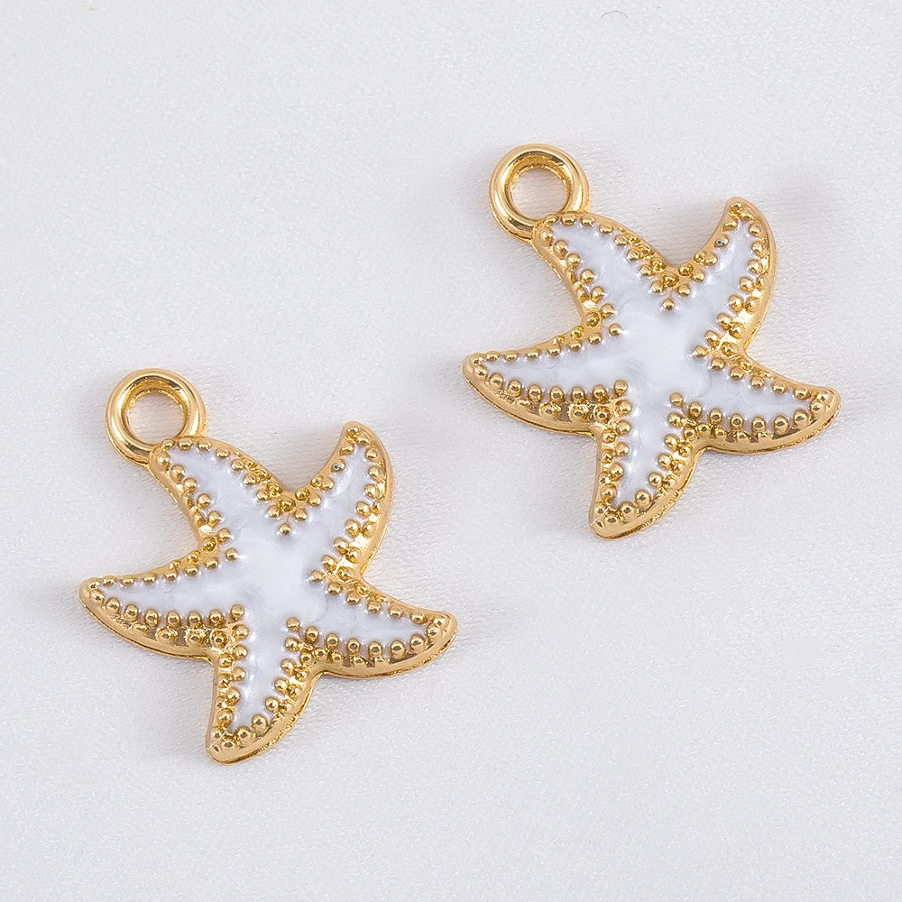 10 Stück Trend Weiße Emaille Ozean Koralle Muschel Fisch Knochen Fischschwanz Herz Charms Legierung Anhänger DIY Halskette Schlüsselanhänger Schmuckherstellung
