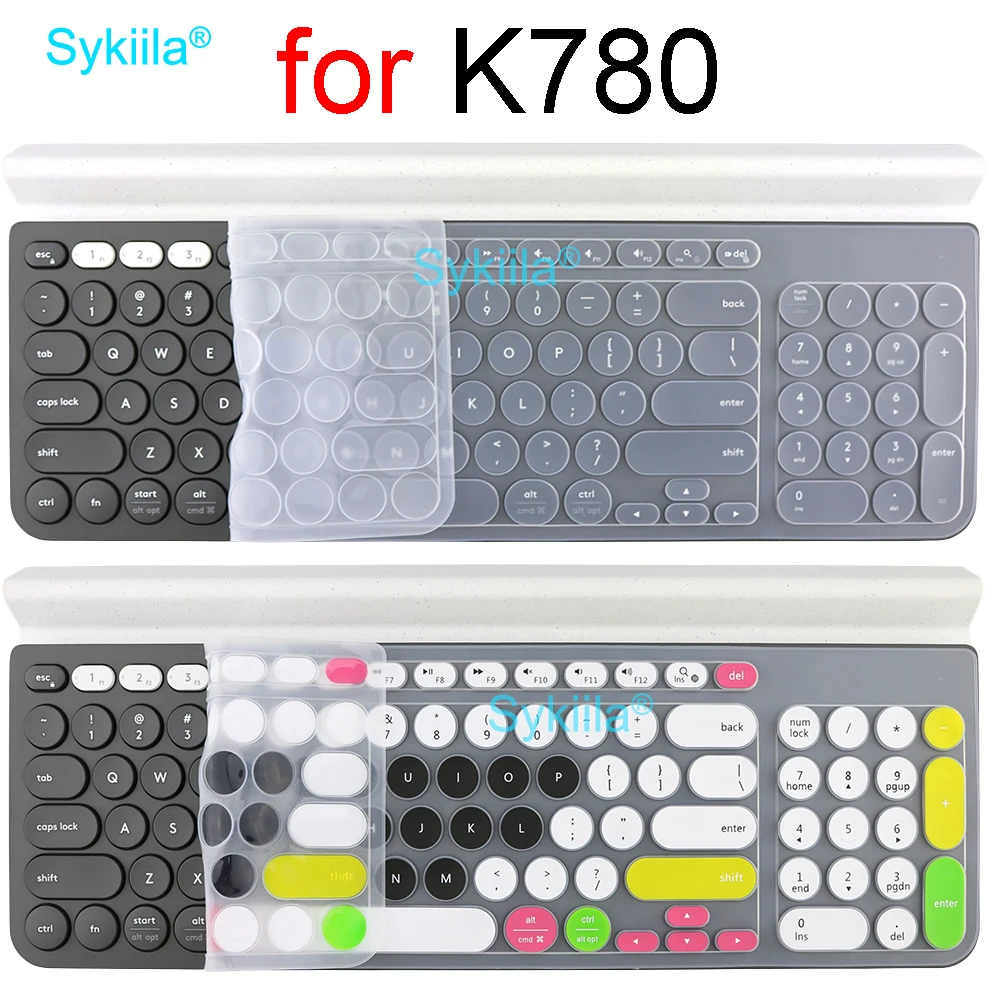 K780 Keyboard Cover for Logitech K780 Wireless Transparent Clear Black Film Silicone Protector Skin Case Slim