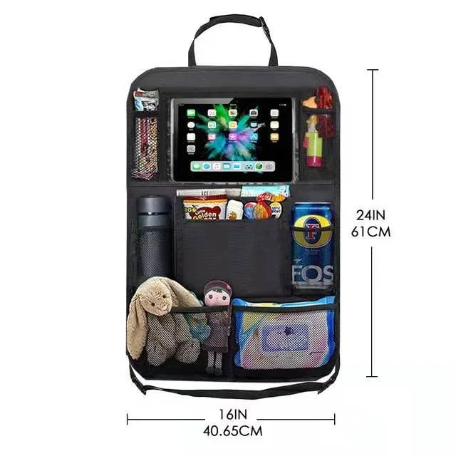 Car Seat Back Organizer, Multi-Function Storage Bag, Large Capacity Kick Mat, Must-Have for Rear Seat Travel