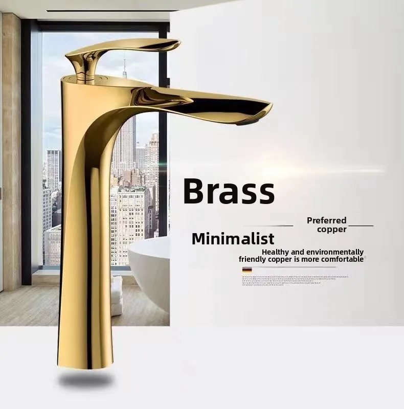 

Смеситель для раковины с золотым кленовым листом для горячей и холодной воды, бытовой использования, приподнятая столешница для умывальника, смесители с одним отверстием для ванной комнаты