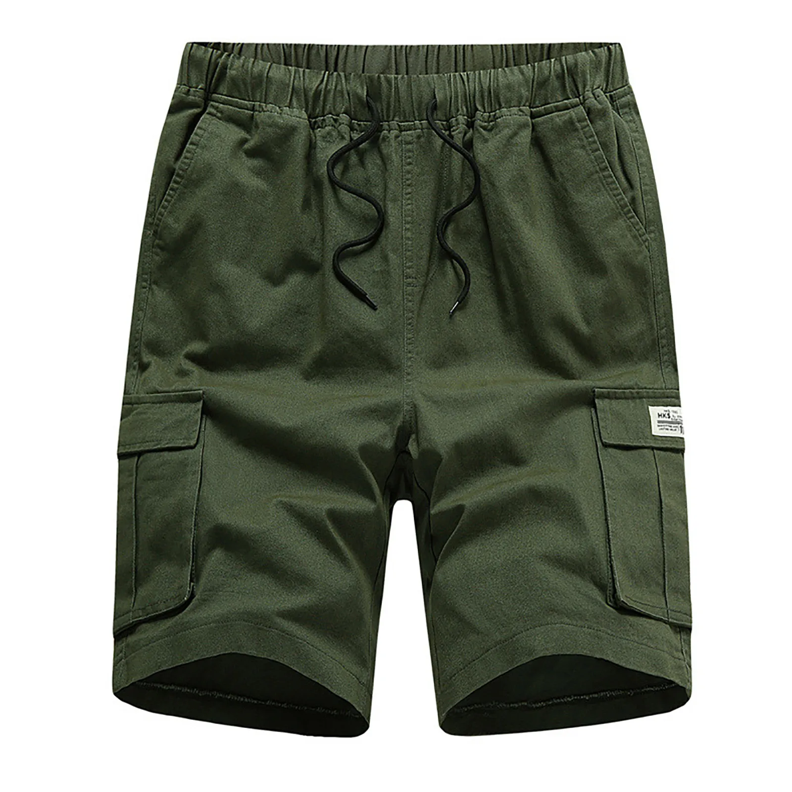 Shorts de carga solto de bolso múltiplo masculino, shorts esportivos diários com tudo a combinar, tamanho grande, monocromático, moda casual, verão