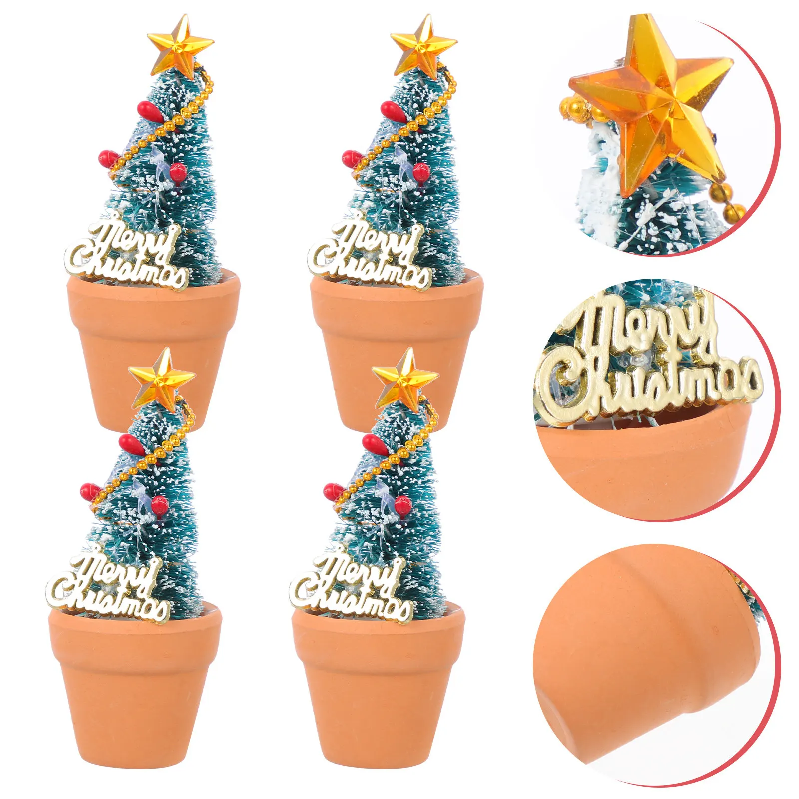 

Набор из 4 миниатюрных искусственных елочек в горшках для декора рабочего стола, украшения для сказочного сада и микроландшафта