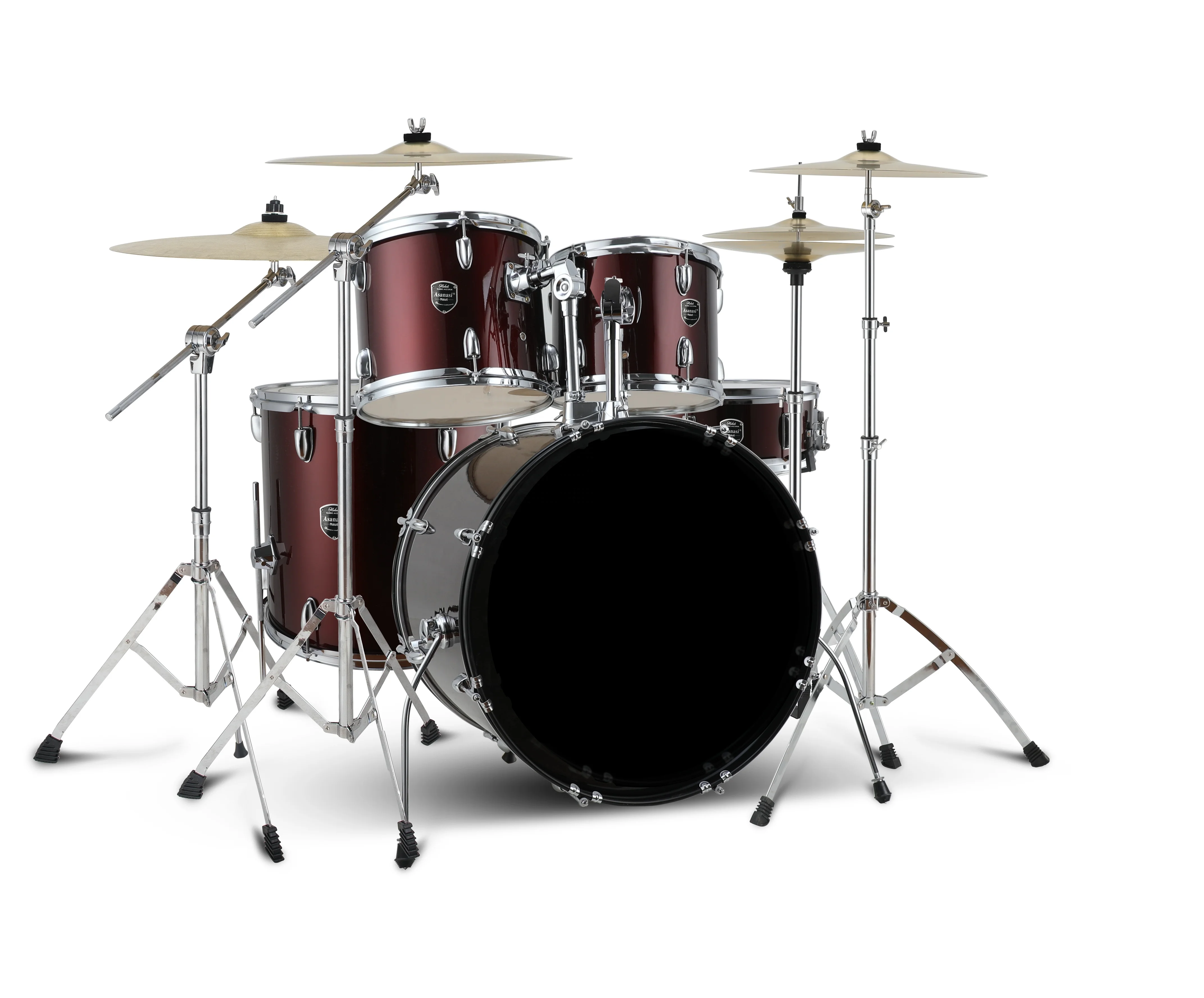 

High quality professional drum set 5 drums 2 cymbals percussion instruments wine red sale