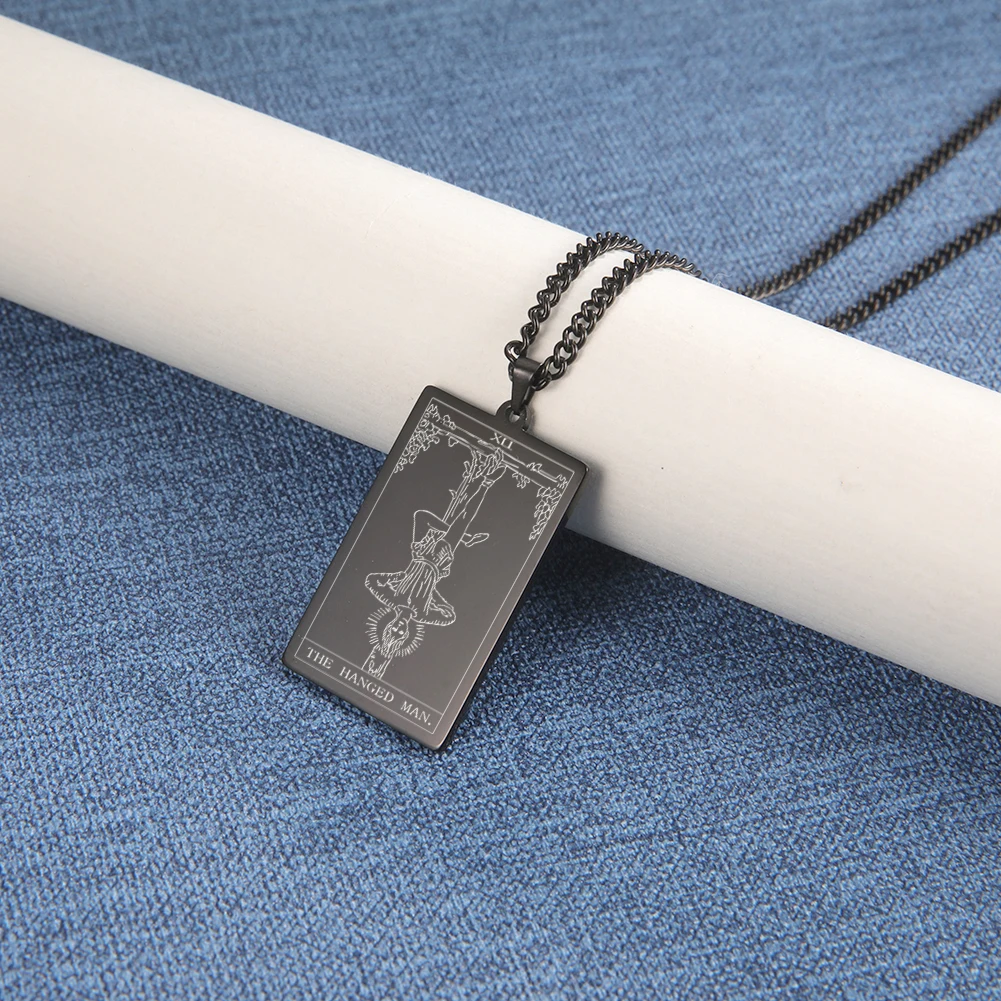 Dawapara Vintage Tarot Card Necklace The Major Arcana Pagan Astrology Talisman Pendants Necklace Stainless Steel Jewelry
