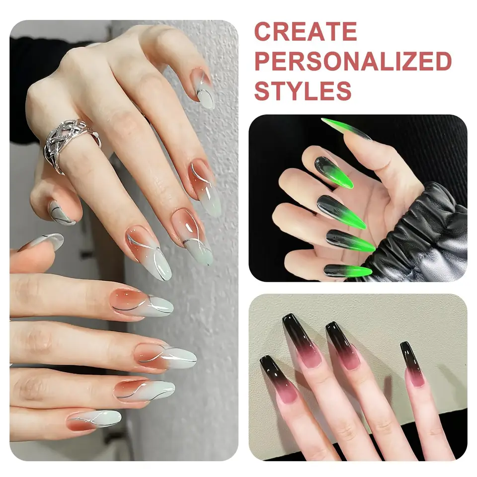 LINMANDA Esponjas para uñas para arte ombre Esponja de uñas con agarre metálico Pinceles de uñas Almacenamiento y caja para diseño de uñas Manicura DIY 6